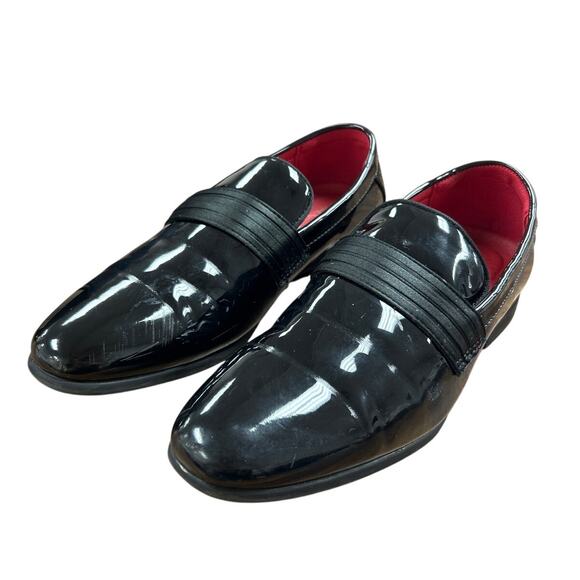 Bruno Marc Boys Size 6 Shiny Black Slip On Loafers Formal Low Heel Tuxedo Shoes - Picture 3 of 8